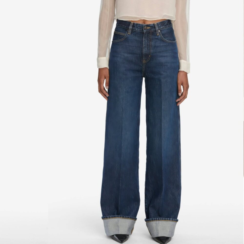 The Cuffed Wide in Spencer Frame Jeans